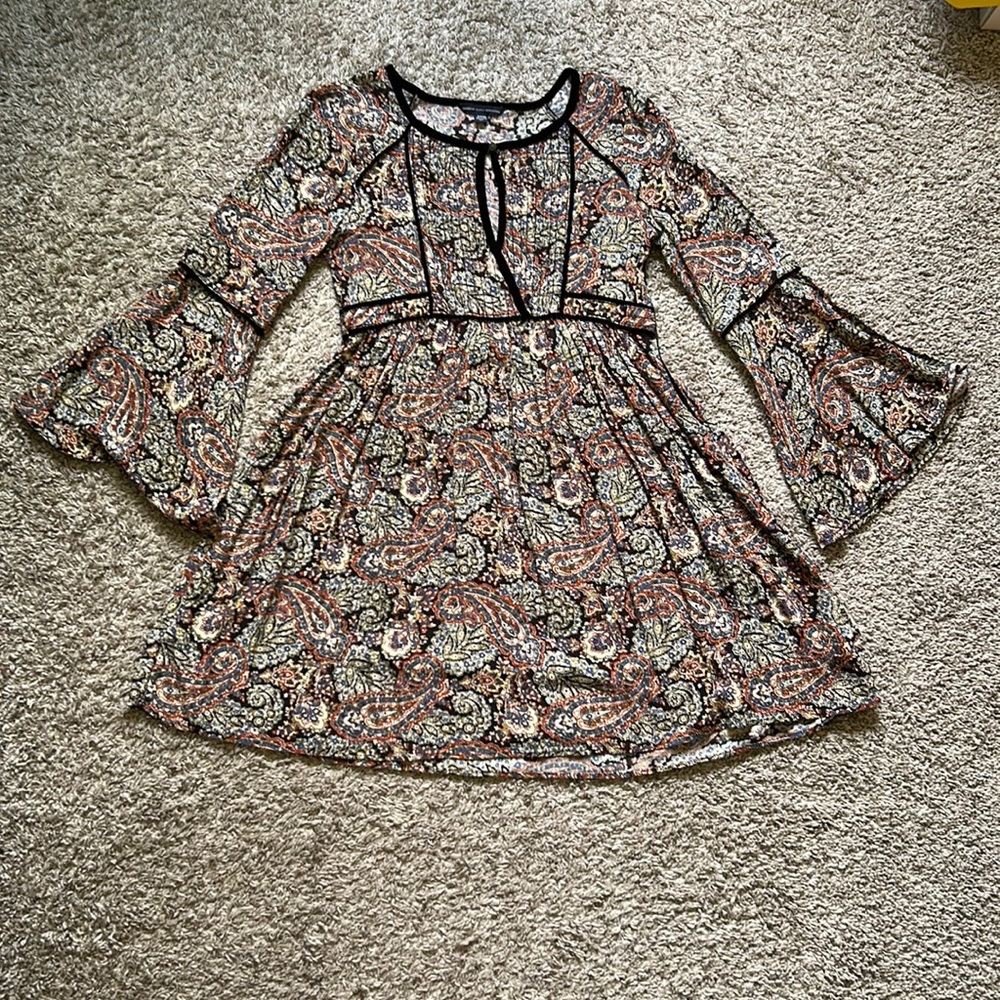 Cottage Core Flowy Dress with Velvet Detail